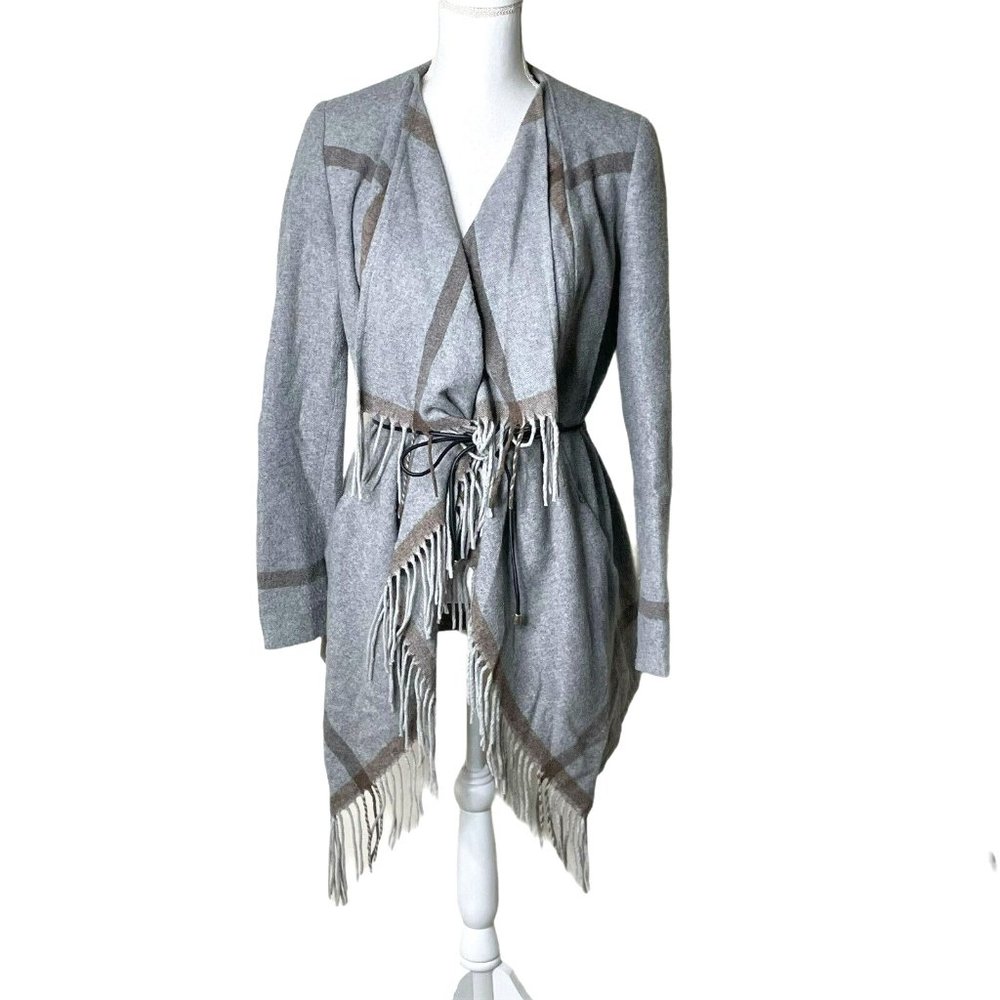 Kocca Jacket Wrap Wool Blend Fringe Made in Italy